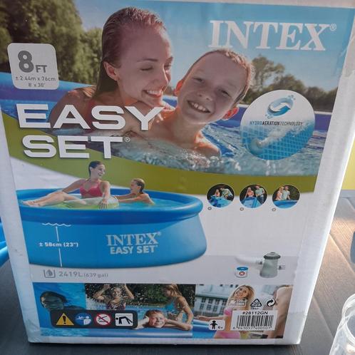 Zwembad INTEX 2,44m+afdekzeil/solar cover met zwaardere pomp, Jardin & Terrasse, Piscines, Comme neuf, Piscine gonflable, Moins de 80 cm