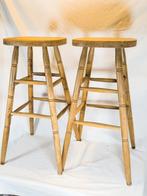Authentieke houten barkrukken (2 stuks), Ophalen, Gebruikt, Hout