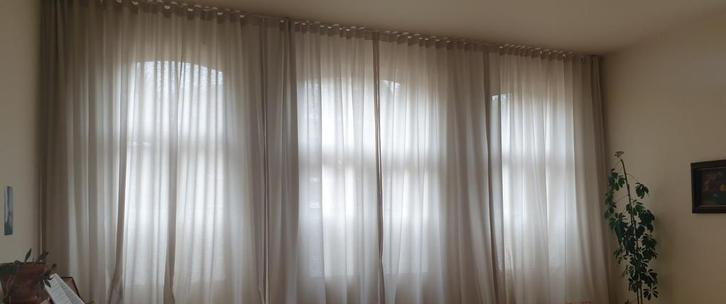 Nieuwe beige gordijnen - elegant en lang, Huis en Inrichting, Stoffering | Gordijnen en Lamellen, Ophalen of Verzenden