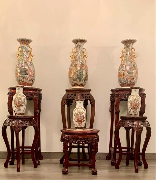 3 BIG & 3 SMALL VASES WITH MOTIFS OF ARITA JAPAN STYLE, Antiek en Kunst, Antiek | Porselein, Ophalen
