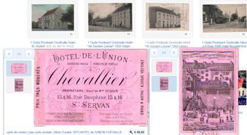 Hotels : postkaarten, chromos, etiketten, visitekaarten 1880