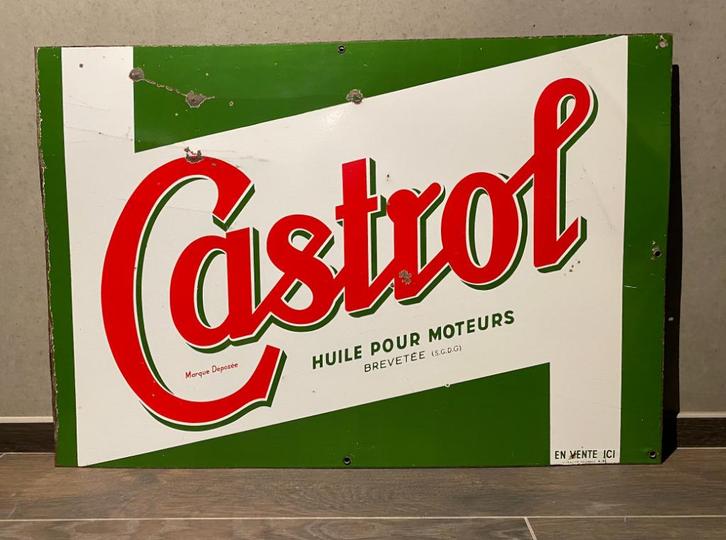 GEËMAILLEERDE PLAAT VAN CASTROL - MOTOROLIE, Verzamelen, Merken en Reclamevoorwerpen, Gebruikt, Reclamebord, Ophalen of Verzenden