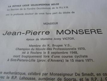 J-P MONSERE: Poster, overlijdensbrief, persfoto, Flandria ++ beschikbaar voor biedingen