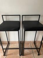 2 barkrukken zwart, Huis en Inrichting, Barkrukken, Ophalen, Gebruikt, Met voetsteun, Metaal