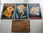 4 reclamebordjes Odon Warland 1940-1950, Utilisé, Enlèvement ou Envoi, Panneau publicitaire