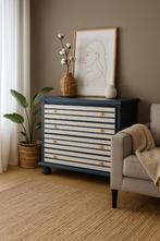 Unieke ladekast | blauw met gebroken wit |vintage/boho stijl, Huis en Inrichting, 100 tot 150 cm, Ophalen of Verzenden, Zo goed als nieuw