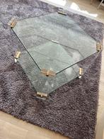 Vierkante glazen tafel met 2 niveaus, einde van de bank, Ophalen, Zo goed als nieuw, Glas