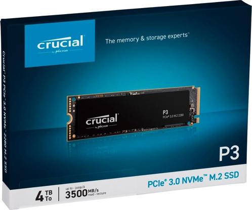 Crucial P3 4TB PCIe M.2 2280 NVMe SSD, Computers en Software, Harde schijven, Nieuw, Intern, SSD, Ophalen of Verzenden