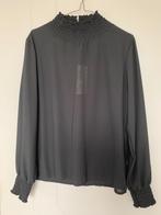 Zwarte voile blouse opstaande kraag, Noir, Taille 38/40 (M), Terra di Siena, Enlèvement ou Envoi