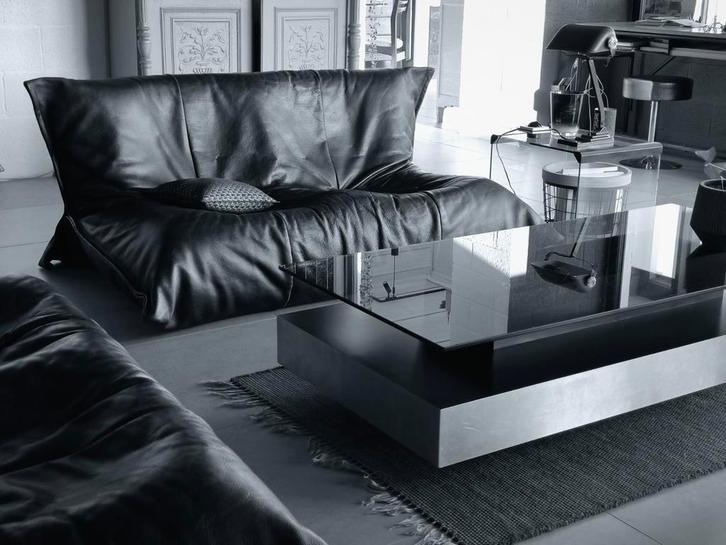 Togo YOKO Roset line 04/86 zwart leer, Huis en Inrichting, Zetels | Zetels en Chaises Longues, Gebruikt, Tweepersoons, Leer, Ophalen of Verzenden