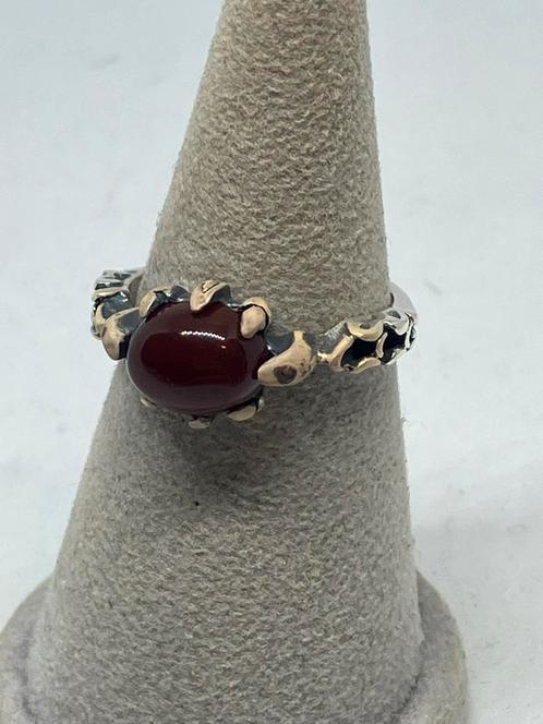 Handgemaakte zilveren ring met carneool- Unisex, Handtassen en Accessoires, Ringen, Nieuw, Dame of Heer, 20 of groter, Overige kleuren