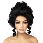 Marie Antoinette burlesque pruik zwart kort met pijpekrullen, Verzenden, Nieuw