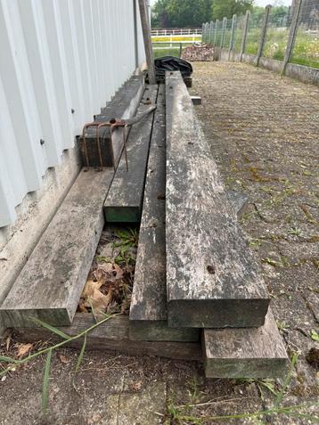 Azobé hardhouten balken, Doe-het-zelf en Bouw, Hout en Planken, Ophalen, Zo goed als nieuw