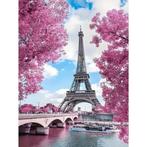 Diamond Painting Eiffeltoren in roze bos 40x30cm (rond), Verzenden, Nieuw, Knutselwerk