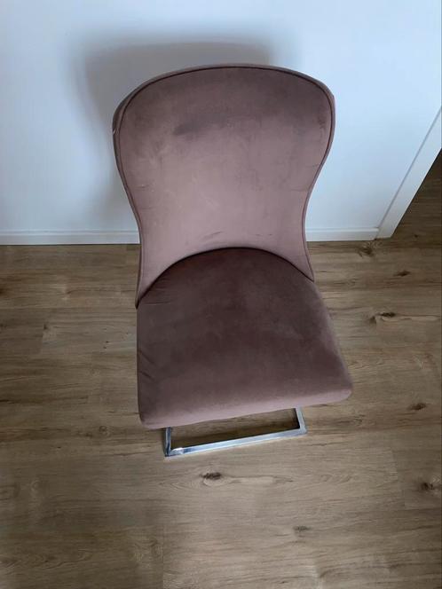 4 luxe eetkamerstoelen, Huis en Inrichting, Stoelen, Zo goed als nieuw, Metaal, Bruin, Ophalen