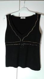 Donkerbruine mouwloze blouse met parels en gouden broderie, Kleding | Dames, Blouses en Tunieken, Ophalen of Verzenden, Zo goed als nieuw
