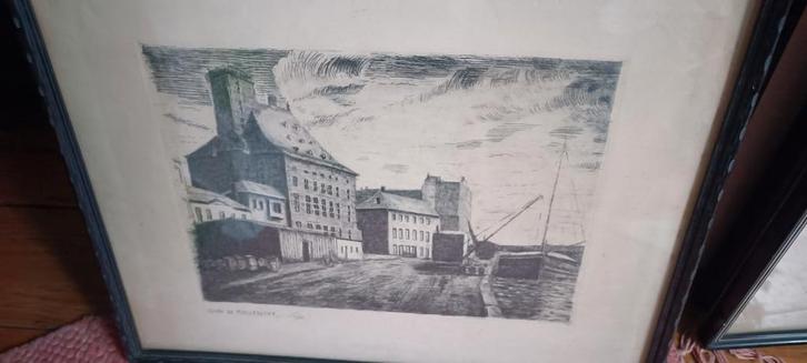 Eau forte Le grand Curtius Liège, Antiek en Kunst, Kunst | Etsen en Gravures