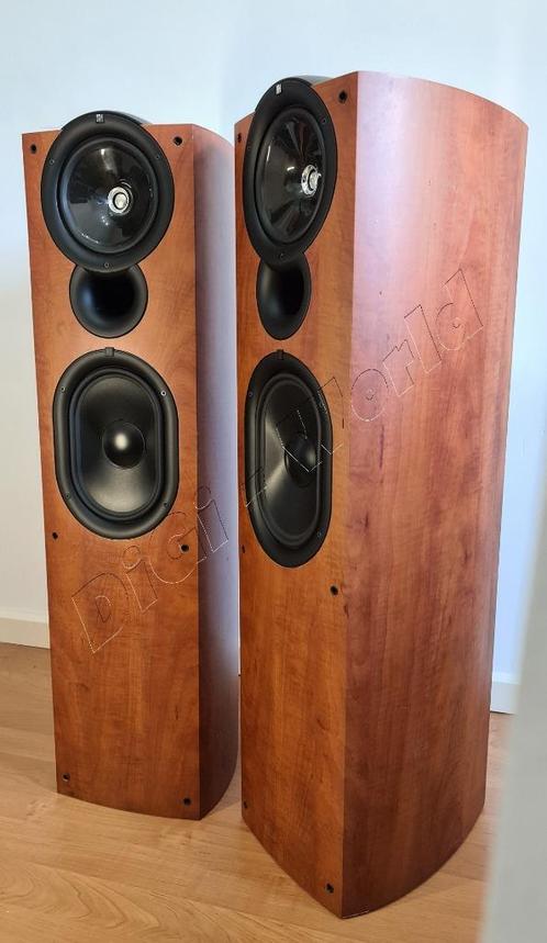 Kef Q7 zuilspeakers in de unieke kleur Kersenhout, Audio, Tv en Foto, Luidsprekerboxen, Zo goed als nieuw, Front, Rear of Stereo speakers