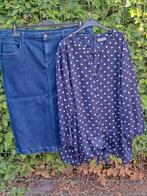 Stretch jeans rok midi en bloes maat 46, Kleding | Dames, Rokken, Ophalen of Verzenden, Gedragen, Maat 46/48 (XL) of groter