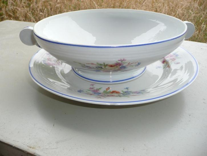 unieke porseleinen serveerschotel en serveerkom met bloemen, Huis en Inrichting, Keuken | Servies, Zo goed als nieuw, Schaal of Schalen