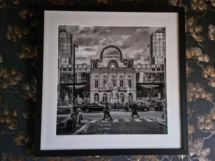 Kunstfoto Station Brussel-Luxemburg, Antiek en Kunst, Kunst | Tekeningen en Fotografie, Ophalen of Verzenden