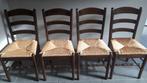 Set van 4 eiken stoelen met biezen Begijnmodel, Ophalen, Riet of Rotan, Overige kleuren, Zo goed als nieuw