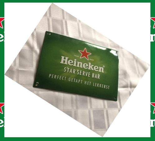 Heineken emaille bord perfect getapt het lekkerst serve bar, Collections, Marques & Objets publicitaires, Comme neuf, Panneau publicitaire