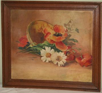 Schilderij stilleven - Olie op paneel - ongesigneerd, Enlèvement ou Envoi