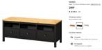 Meuble TV - Ikea - Hemnes, Minder dan 100 cm, 25 tot 50 cm, 100 tot 150 cm, Zo goed als nieuw