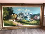 MOOİE GROTE LANDSCHAP SCHİLDERIJ OP DOEK İNGEKADERD, Ophalen of Verzenden