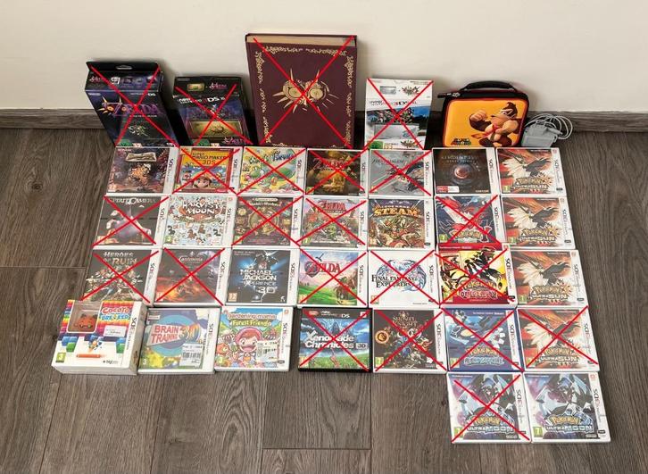 Nintendo 3DS - 8 Games, Games en Spelcomputers, Spelcomputers | Nintendo 2DS en 3DS, Zo goed als nieuw, 3DS XL, Zilver, Met games