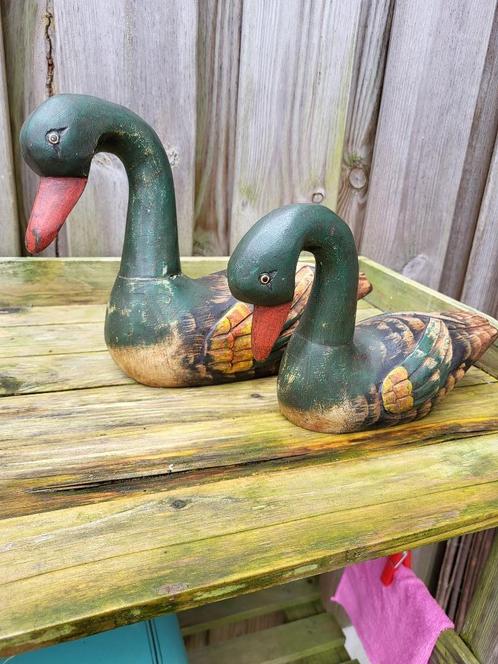 2 oude houten eendjes, Antiek en Kunst, Curiosa en Brocante, Ophalen of Verzenden