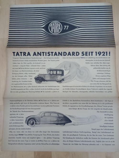 Tatra 77 originele catalogus 1934, Boeken, Catalogussen en Folders, Gelezen, Folder, Ophalen of Verzenden