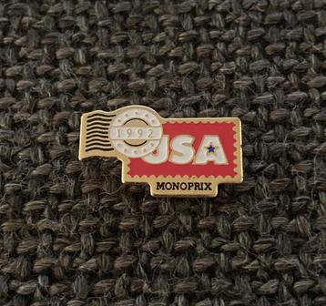 PIN - MONOPRIX - USA - 1992, Envoi, Utilisé, Autres sujets/thèmes, Insigne ou Pin's