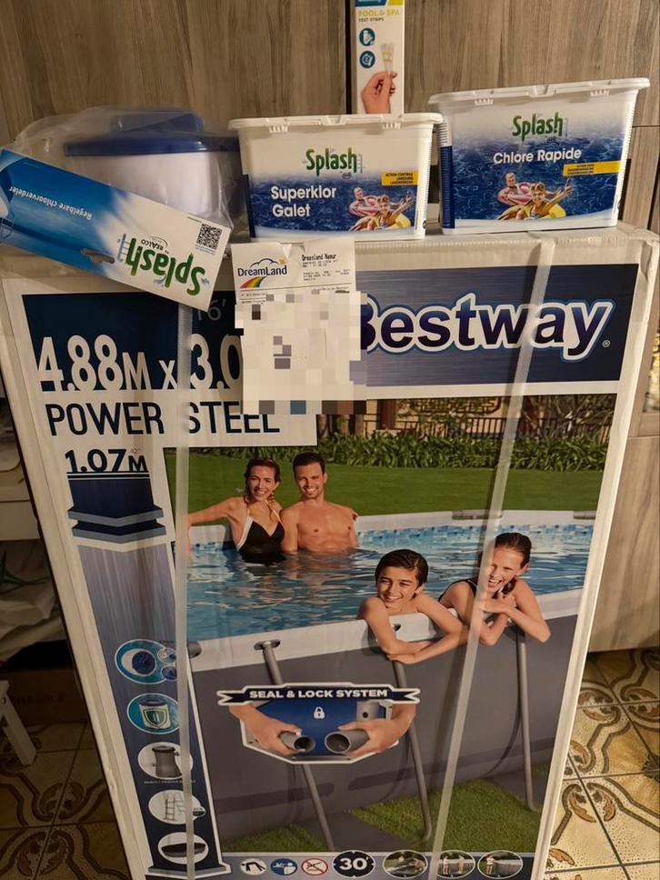 Piscine Bestway Power Steel 4,88 x 3,05 x 1,07 m Neuve, Tuin en Terras, Zwembaden, Nieuw, Opzetzwembad, 80 tot 120 cm, 400 cm of meer