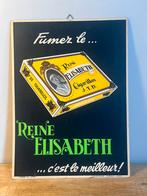 Affiche vintage cigarettes Reine Elisabeth des années 50, Ophalen, Gebruikt, Reclamebord