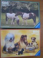2 puzzles 500 p chiens et chevaux, Hobby & Loisirs créatifs, Comme neuf, 500 à 1500 pièces, Puzzle, Envoi