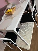 Table à manger blanche+ 4 chaises IKEA, Maison & Meubles, Comme neuf, Rectangulaire