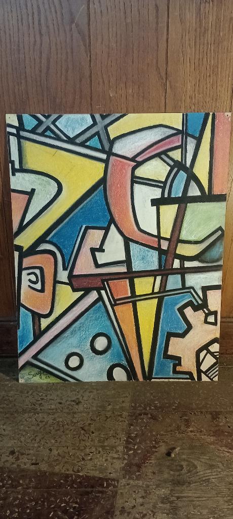 Dessin pastel signé Serge Montegnies, 1968, 46x59, n528, Enlèvement ou Envoi