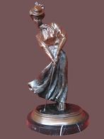 Art Deco -  bronzen beeld D'Asté -  golf spelende bourgoise., Antiek en Kunst, Ophalen, Brons