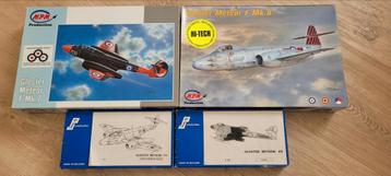 Partij van 4x Gloster Meteor straaljagers 1:72 in 1 koop