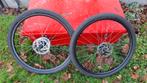27,5 inch wielset met schijfrem en Schwalbe Balloon banden, Fietsen en Brommers, Ophalen, Zo goed als nieuw, Wiel, Schwalbe Shimano voorwiel achterwiel schijfrem tektro