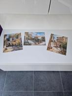 3 photos de peinture - Village - 24x30 cm, Antiek en Kunst, Kunst | Tekeningen en Fotografie, Ophalen of Verzenden