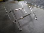 Salon tafel design poten en glas blad, Ophalen, Gebruikt, 100 tot 150 cm, 50 tot 100 cm