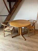 Carl Hansen & Son - uitschuifbare tafel + 2 wishbone chairs, Huis en Inrichting, Ophalen, Gebruikt