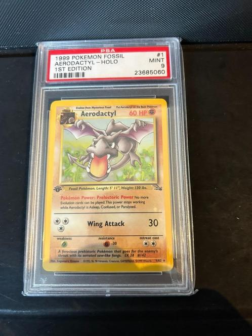 1/62 aerodactyl 1e psa 9 € 150,00 holo, Hobby en Vrije tijd, Verzamelkaartspellen | Pokémon, Losse kaart, Ophalen of Verzenden