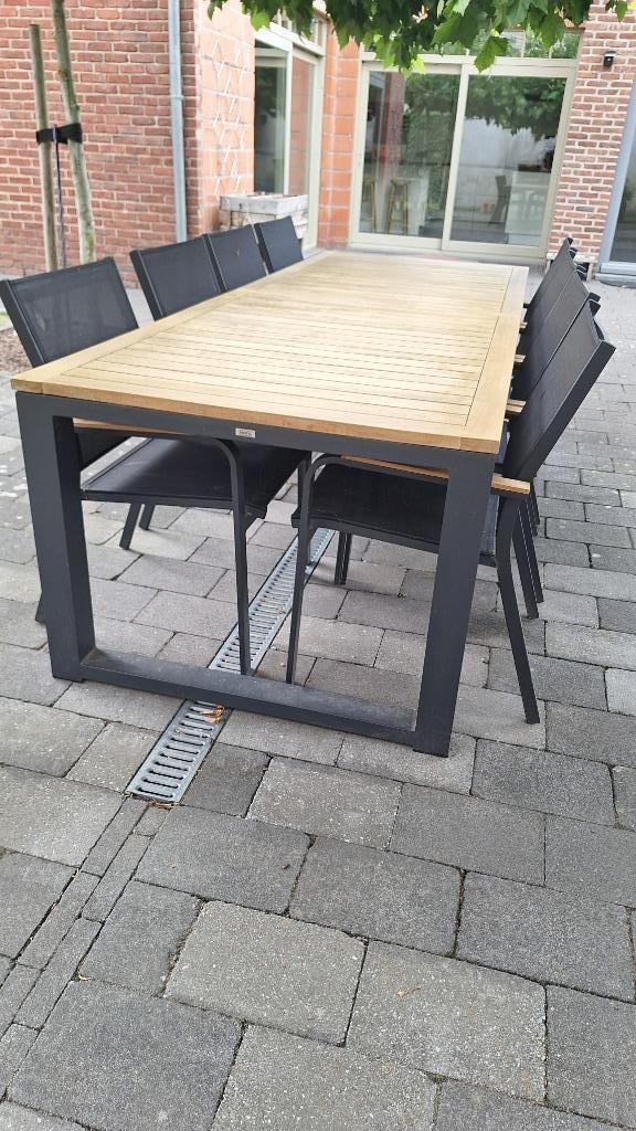 Tuinset eikenblad met aluminium onderstel 8 personen, Tuin en Terras, Tuinsets en Loungesets, Zo goed als nieuw, Tuinset, Aluminium