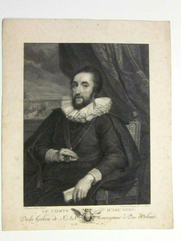 Van DYCK / TARDIEU Comte d'Arundel Norfolk XVIIIème England, Antiek en Kunst, Kunst | Etsen en Gravures, Ophalen of Verzenden