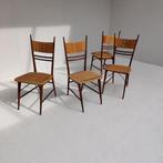 4 vintage stoelen met werk aan, Vijf, Zes of meer stoelen, Gebruikt, Ophalen of Verzenden, Hout