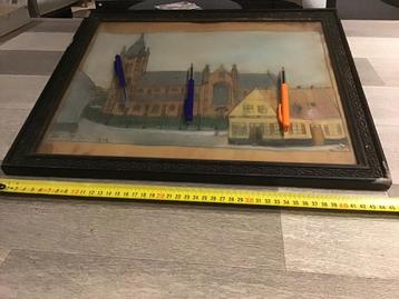 Originele tekening Leffinge 1912 tramstatie dorpskern. beschikbaar voor biedingen